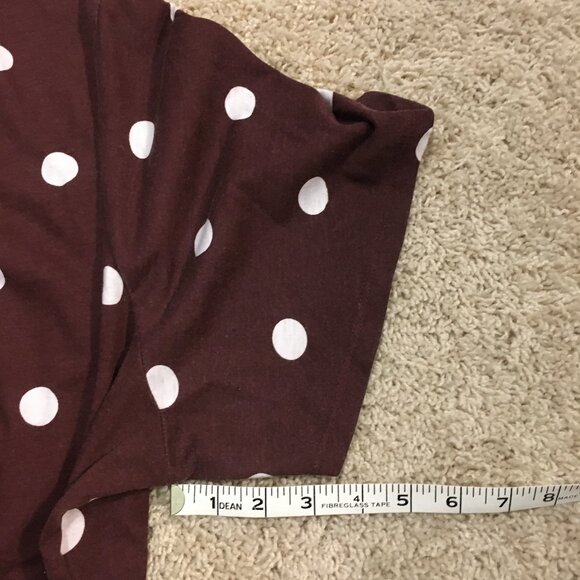 Gothic Minnie Mouse White Polka Dot on Burgundy Long High Low Tee - Picture 15 of 15